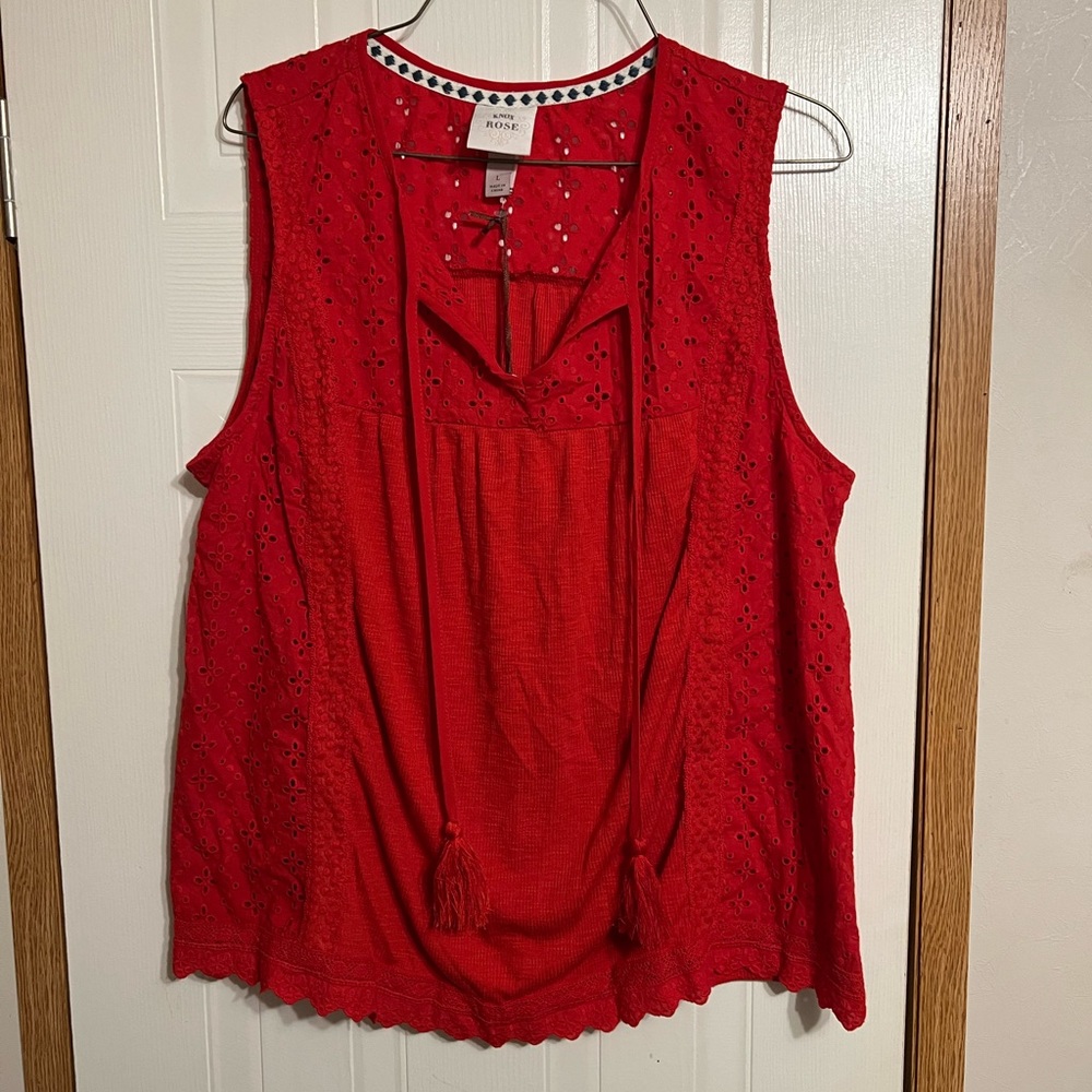 Knox rose red sleeveless top size large